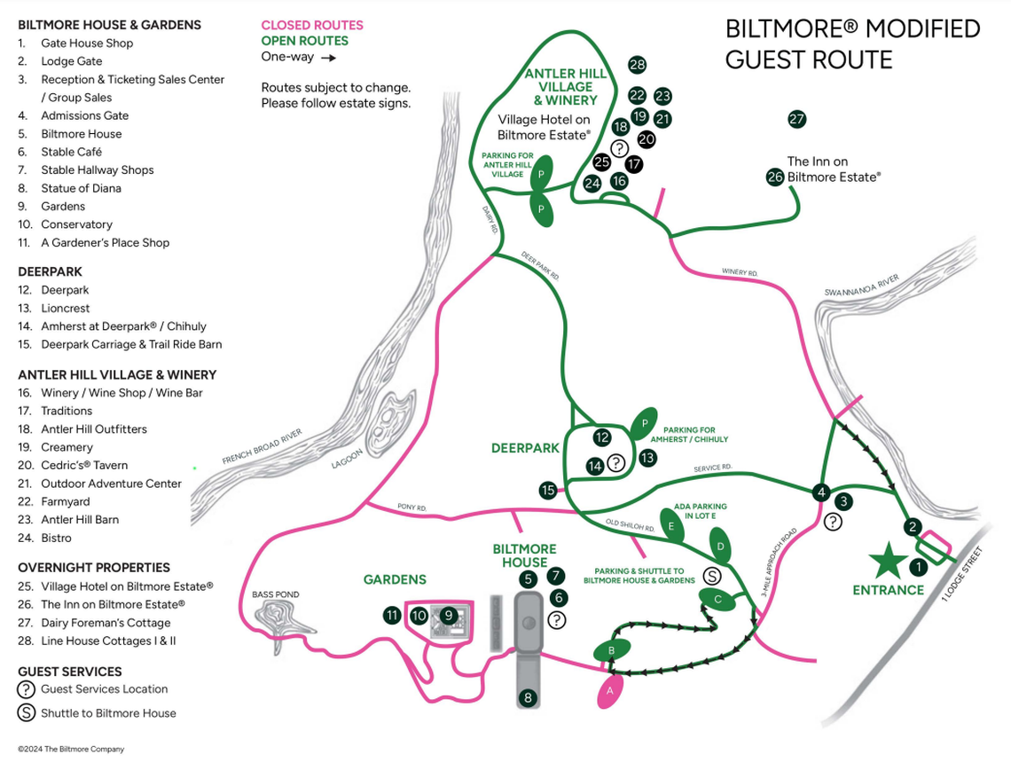 An estate road map for guests visiting Biltmore Estate