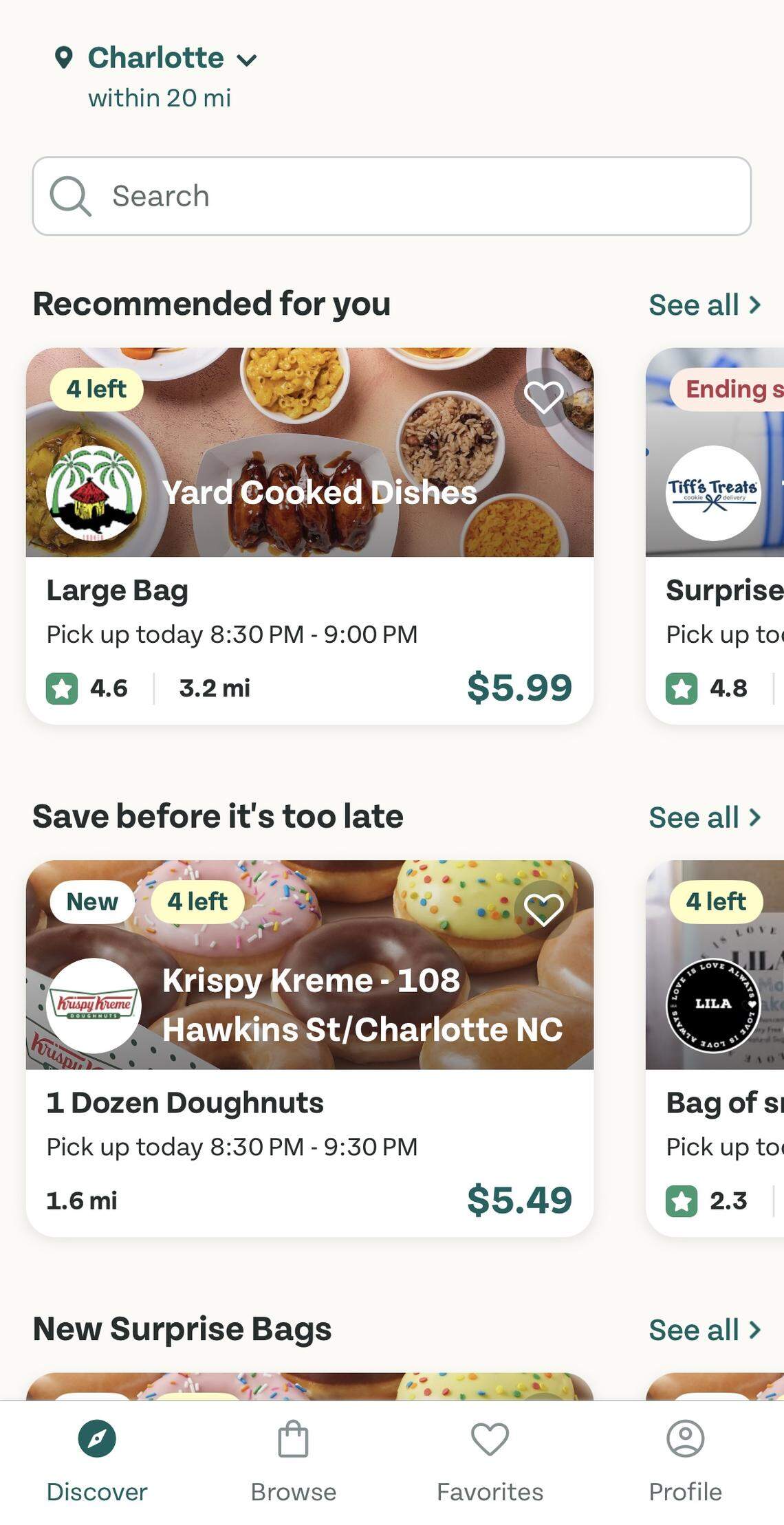 Several chain and local restaurants are available to shop from through the Too Good To Go platform.