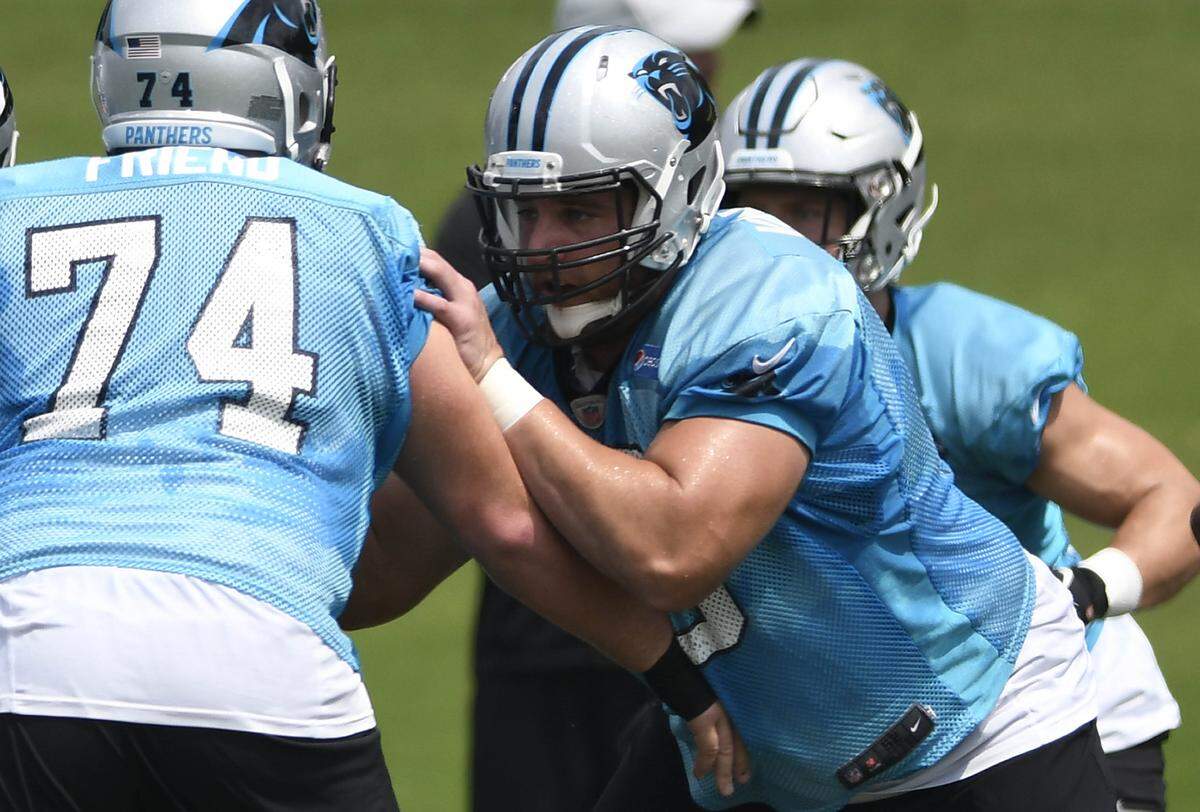 Greg Van Roten (73) wasn't expected to start for the Panthers this season, but due to injuries, now he is expected to fill in at left guard.