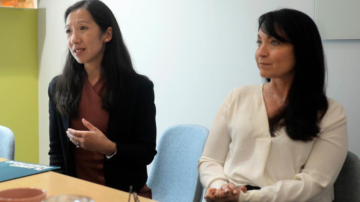 Dr. Leana Wen, left, president, Planned Parenthood Federation of America, and Jenny Black, CEO and president, Planned Parenthood South Atlantic, talk during an interview at the new Planned Parenthood South Atlantic facility in Charlotte on Tuesday, June 4, 2019.