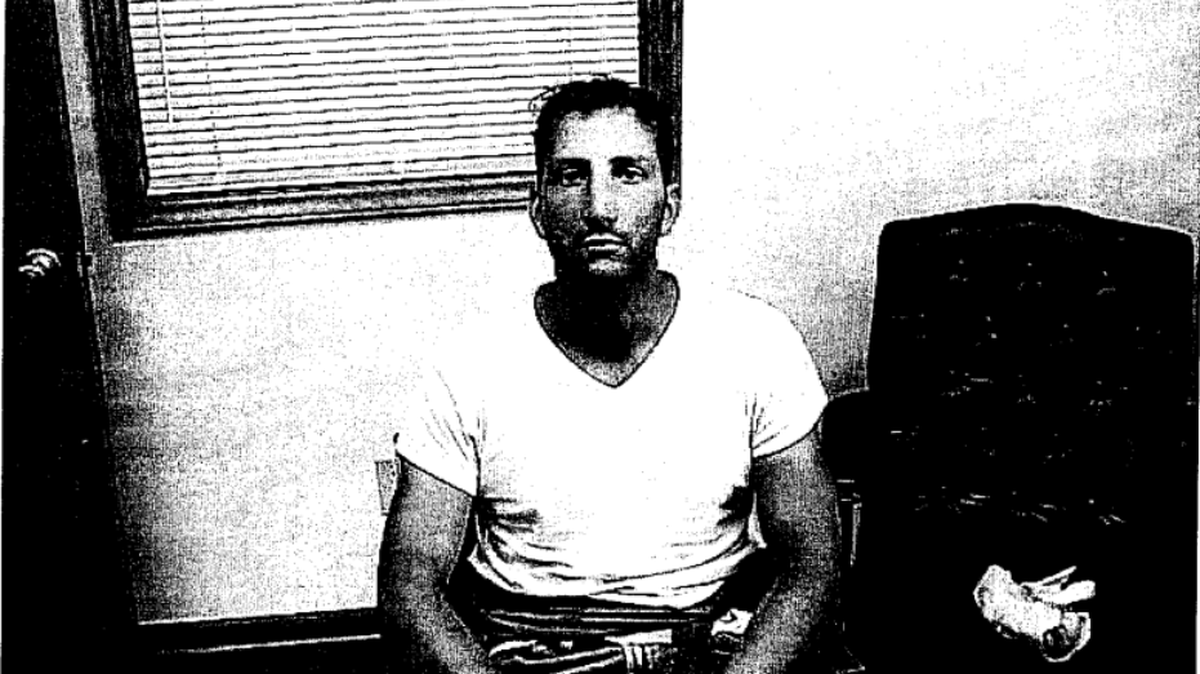 Photo of Jeffrey Manchester after Belmont Police arrested and questioned him in the McDonald’s robbery on Saturday, May 20, 2000.