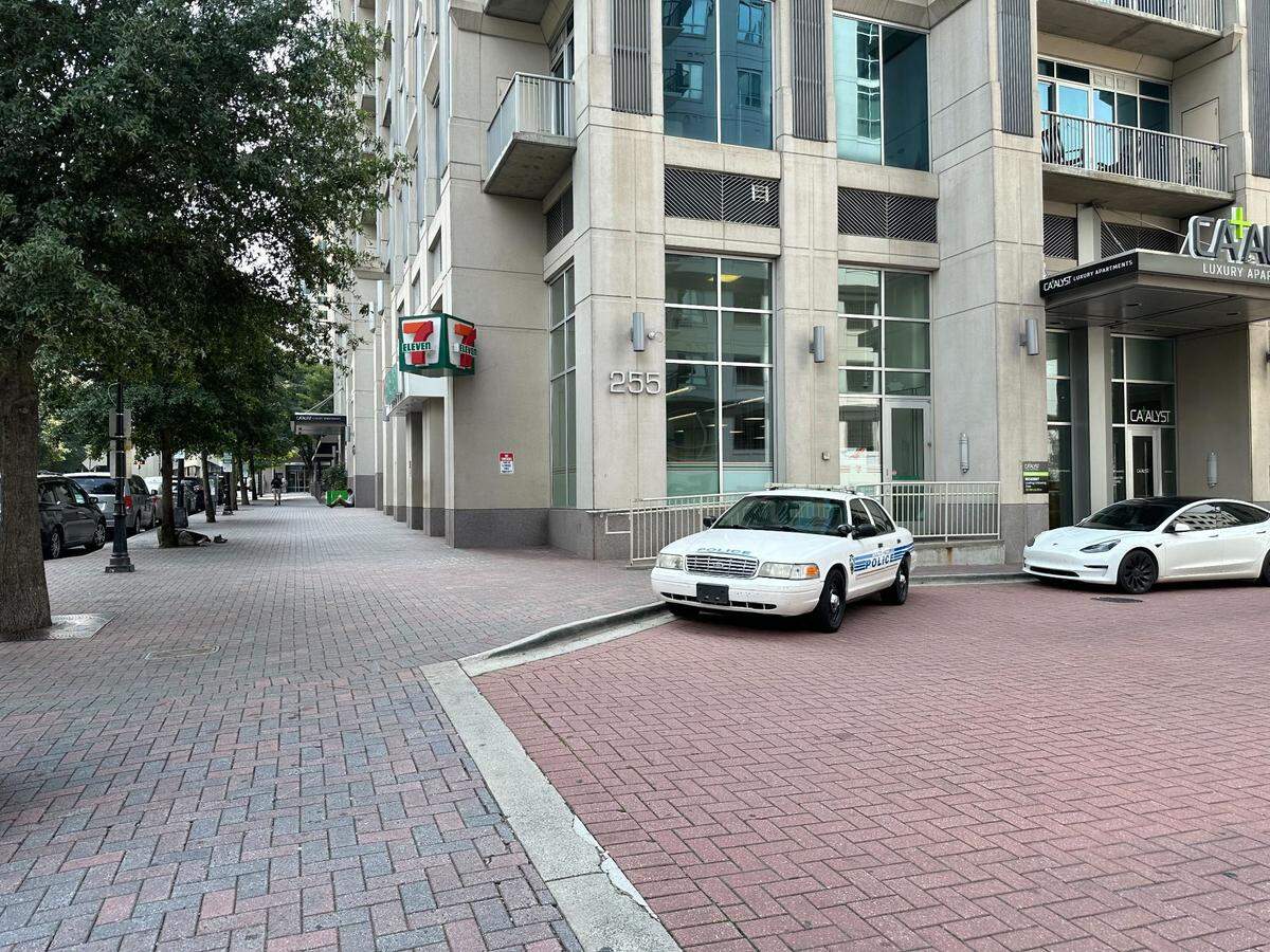 Three people were injured in a shooting Sept. 21 outside the 7-Eleven at 255 W. Martin Luther King Jr. Boulevard in uptown Charlotte, shown here on Tuesday, Sept. 24. A bullet pierced a window where two people were inside.