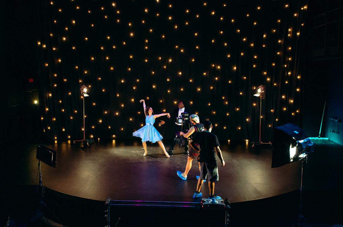 Alex Ellis and Petey Pablo shoot a scene for “Who Am I?”