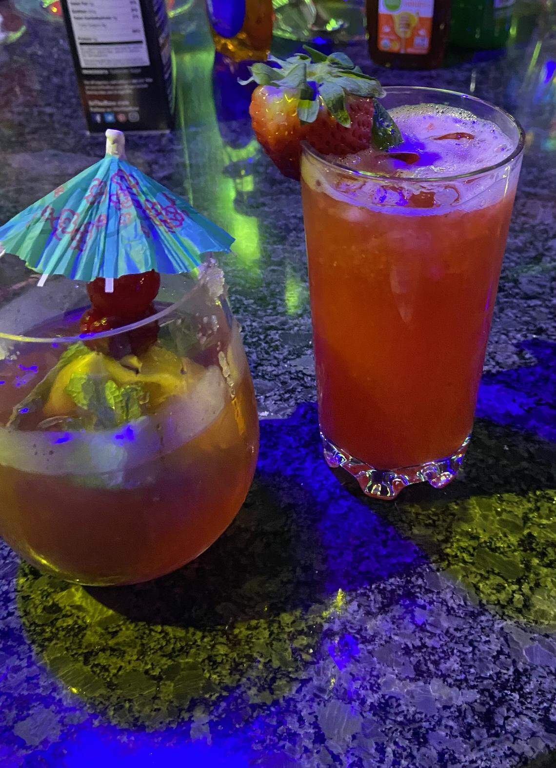 Sugar Lounge’s drink menu includes mocktail martinis, margaritas, teas, bellini, mule and mai tai.