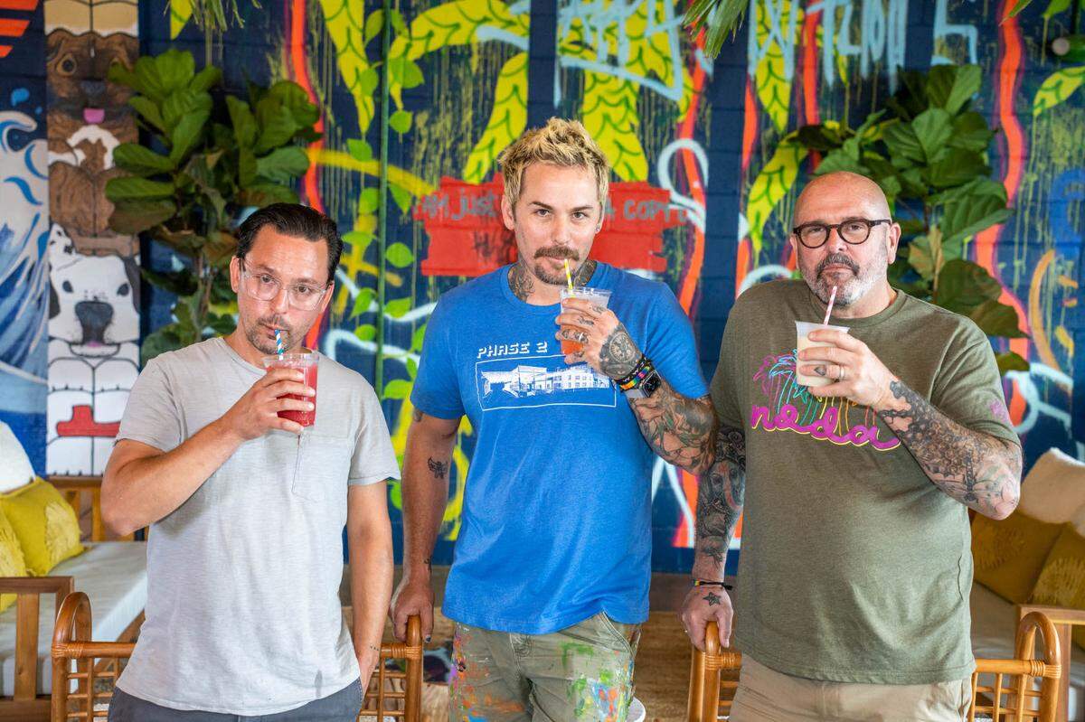 Dave Holmes, Joey Hewell and Scott Lindsley of Noda Company Store Canteen in Camp North End, shown here on Sept. 6, 2022.