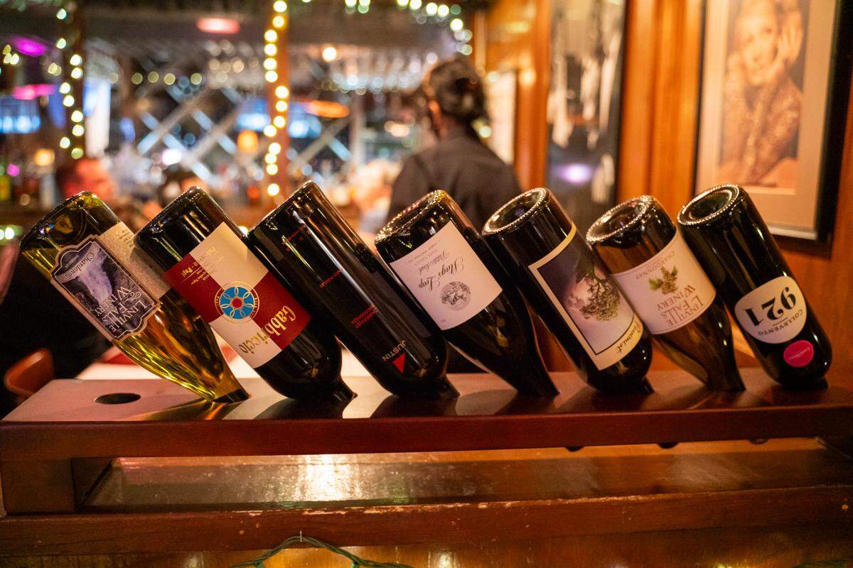 Wine bottles at Beef and Bottle.
