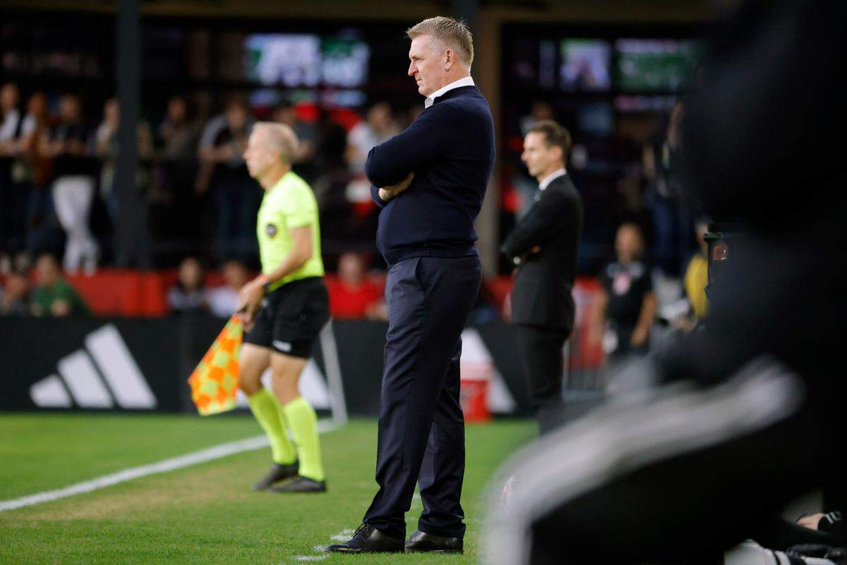 Charlotte FC head coach Dean Smith looks on in the first half against D.C. United at Audi Field.
