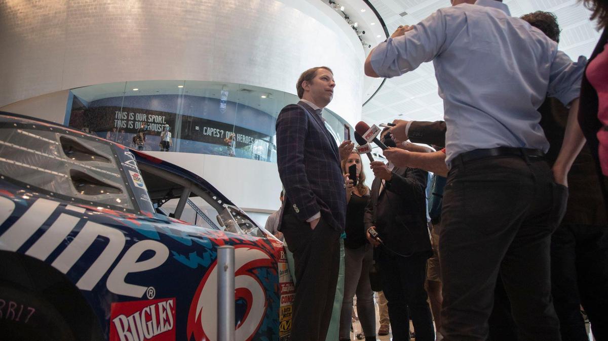 NASCAR driver Brad Keselowski announces that he will be joining Roush Fenway Racing as a co-owner and driver beginning in 2022 during a press conference at the NASCAR Hall of Fame on Tuesday.