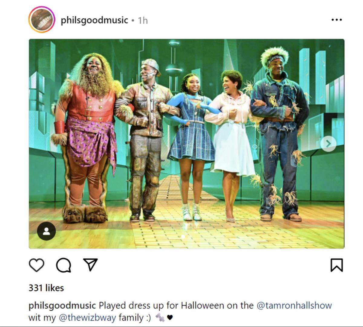 Charlotte’s Phillip Johnson Richardson as Tinman, and fellow castmates from “The Wiz” joined Tamron Hall, fourth from left, on her talk show recently. Richardson recently posted about the visit on Instagram.