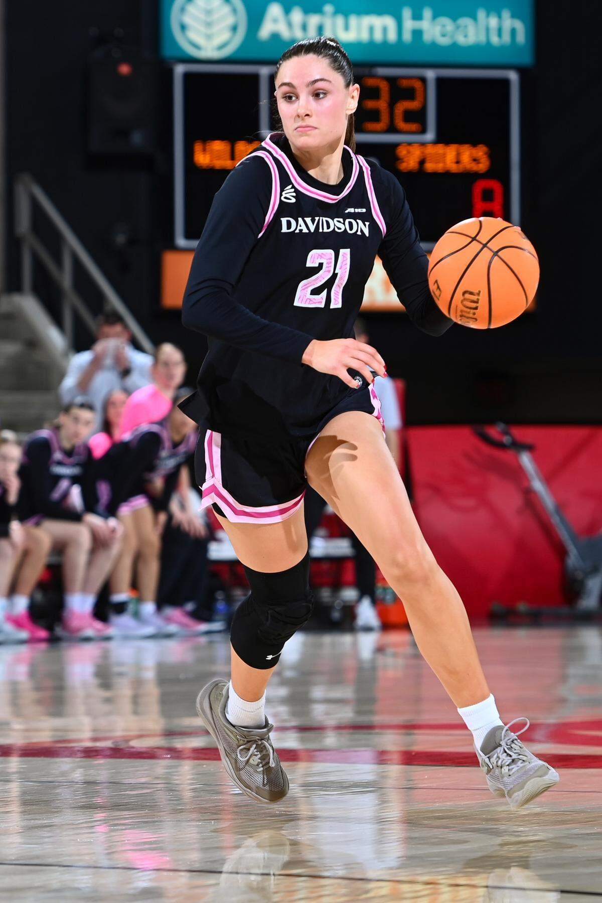 Davidson’s Charlise Dunn attacks the basket during a game against Richmond in February.