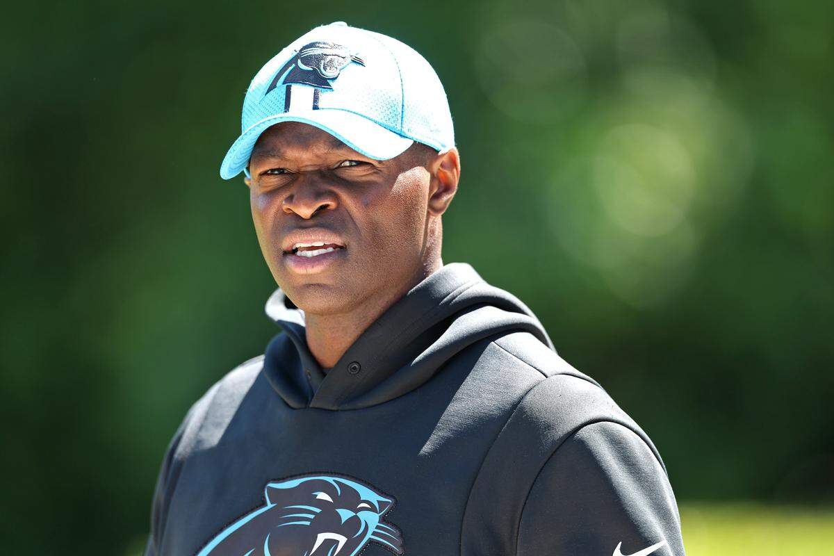 Carolina Panthers defensive coordinator Ejiro Evero on Friday, May 9, 2025.