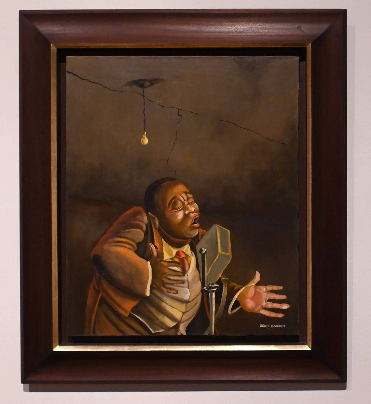 Ernie Barnes’ “Singer” is among the artwork in the Mint Museum Uptown’s ’ “American Made” exhibit.