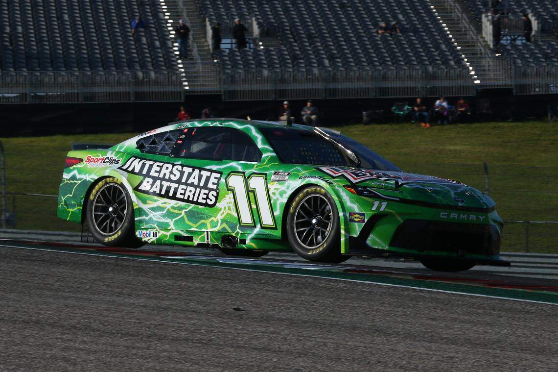 Mar 23, 2024; Austin, Texas, USA; NASCAR Cup Series driver Denny Hamlin (11) during practice for the EchoPark Automotive Texas Grand Prix at Circuit of the Americas.