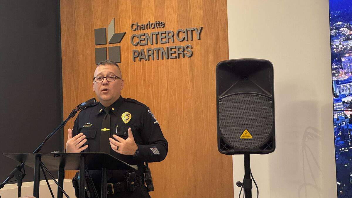 The Charlotte-Mecklenburg Police Department’s Major Gene Lim speaks during a news conference Wednesday announcing new public safety initiatives in Uptown.
