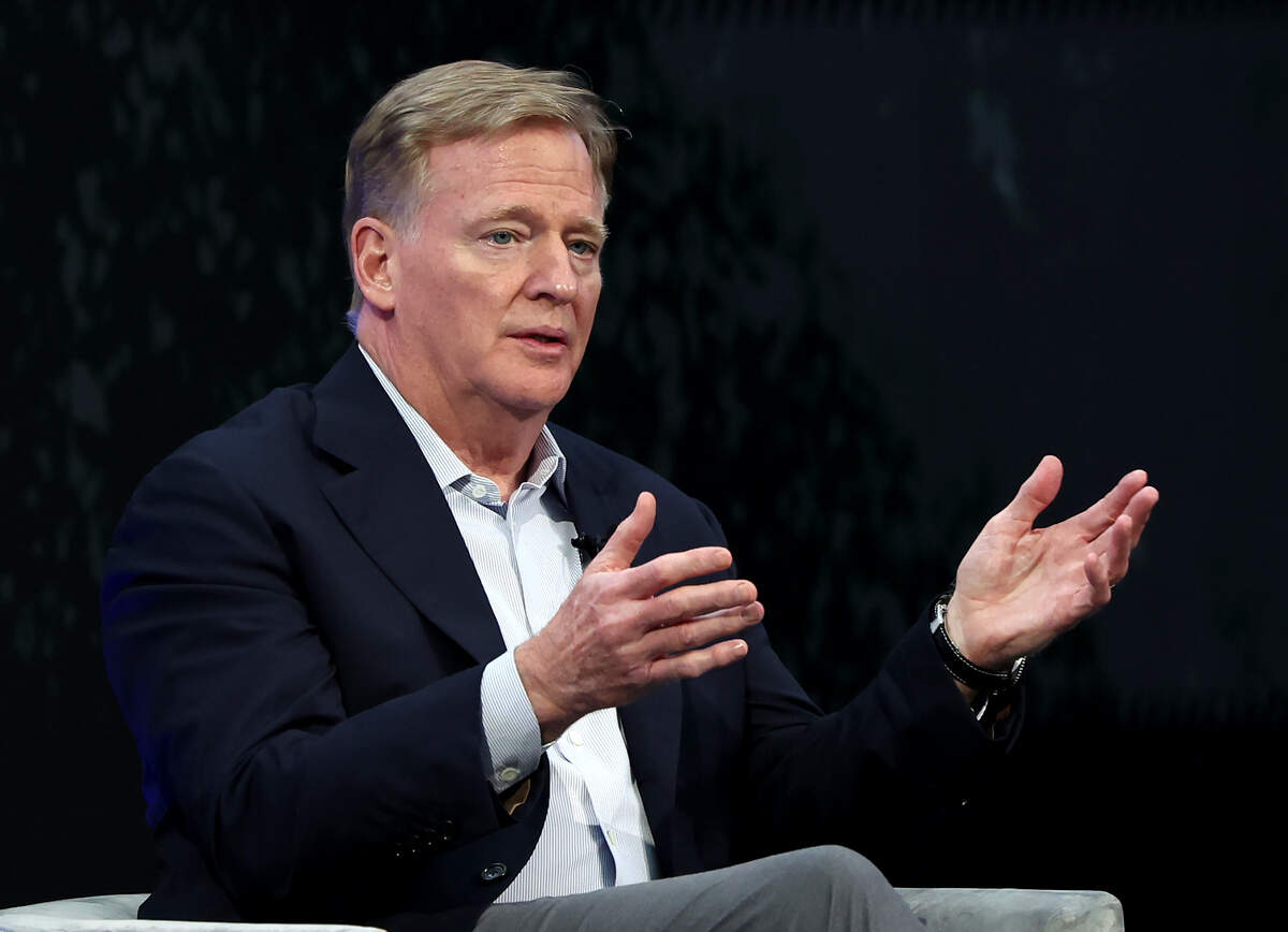 NFL Commissioner Roger Goodell responds to a question during a fireside chat on Thursday, July 23, 2026. Goodell joined Bank of America CEO Brian Moynihan and Carolina Panthers team owner David Tepper to discuss the future of Bank of America Stadium and its impact on the city of Charlotte, NC.