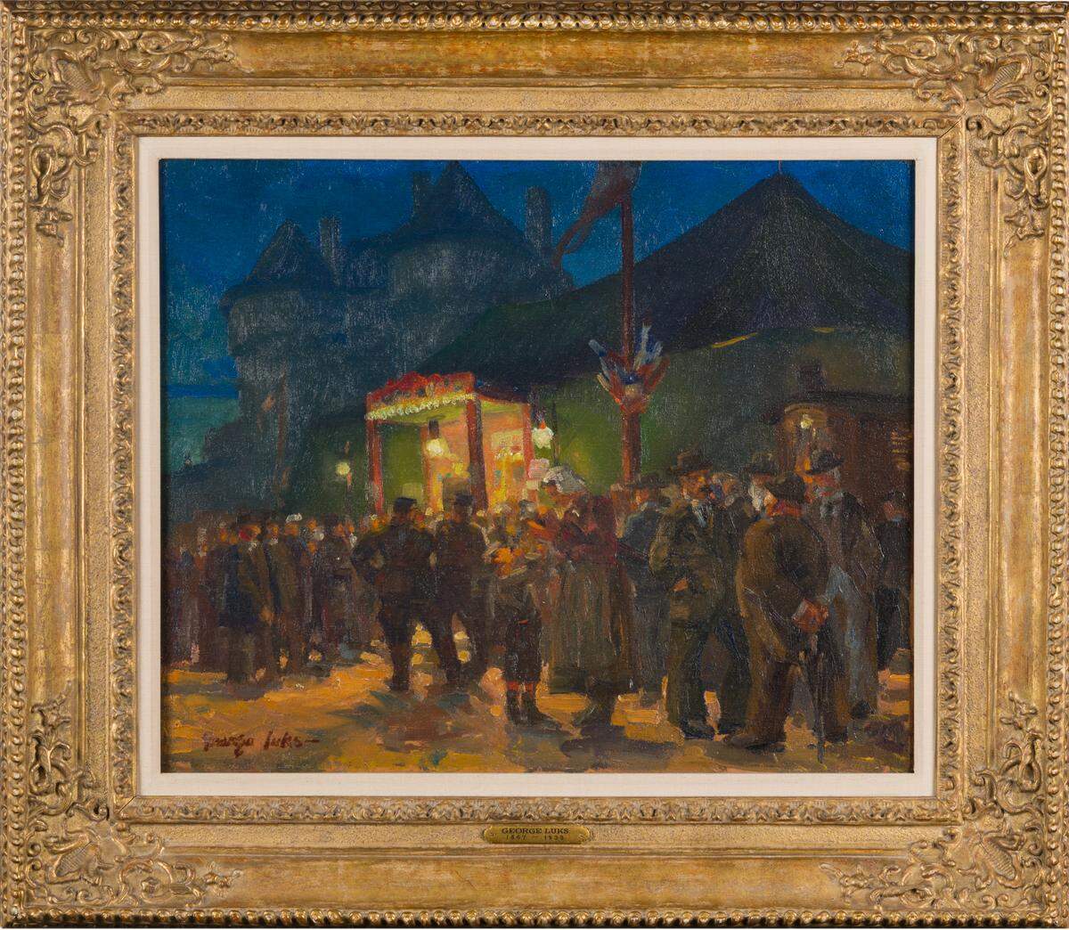 BEFORE: George Benjamin Luks’ “Carnival Scene” had an ornate, gilded frame that didn’t work, says curator Jon Stuhlman.