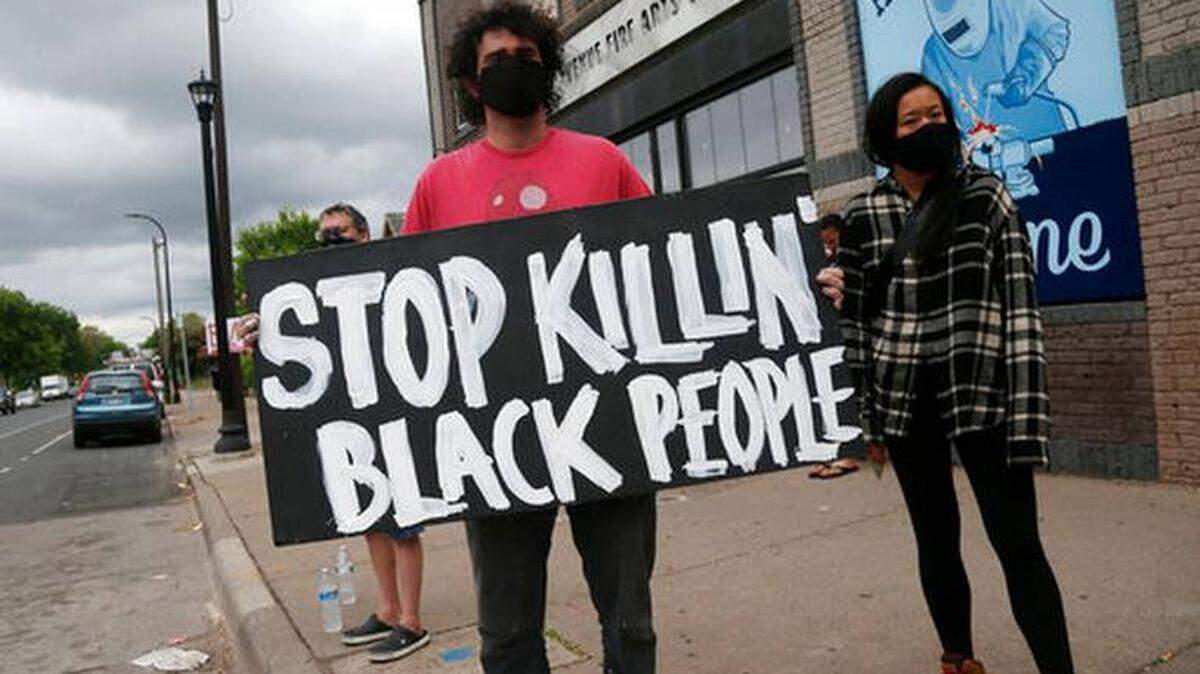 Protesters gathered near the site of George Floyd’s death in Minneapolis after he died in police custody. A bystander’s video showed a white officer kneeling on Floyd’s neck during the arrest as Floyd pleaded that he couldn’t breathe.