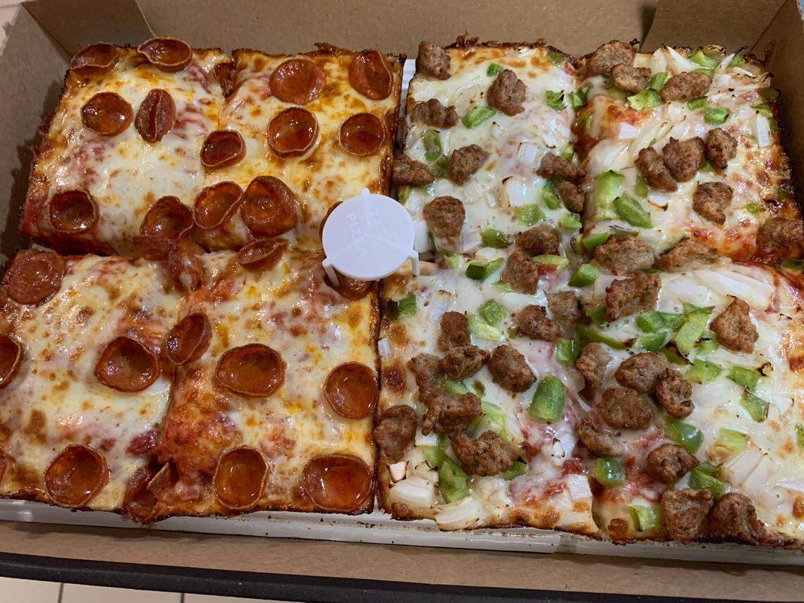 Detroit-style pizza is the name of the game at Jet’s.