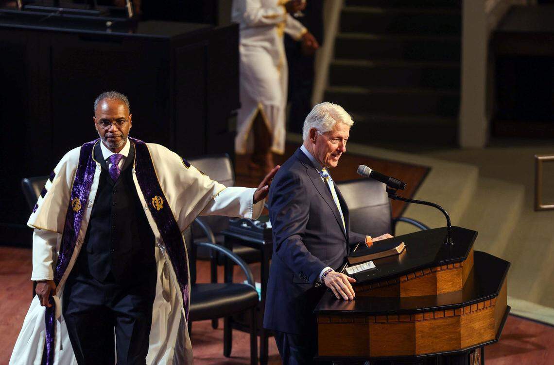 Former President Bill Clinton speaks for Kamala Harris at St. Paul Baptist Church in Charlotte on Sunday, November 3, 2024 a day after the VP visits the Queen City.