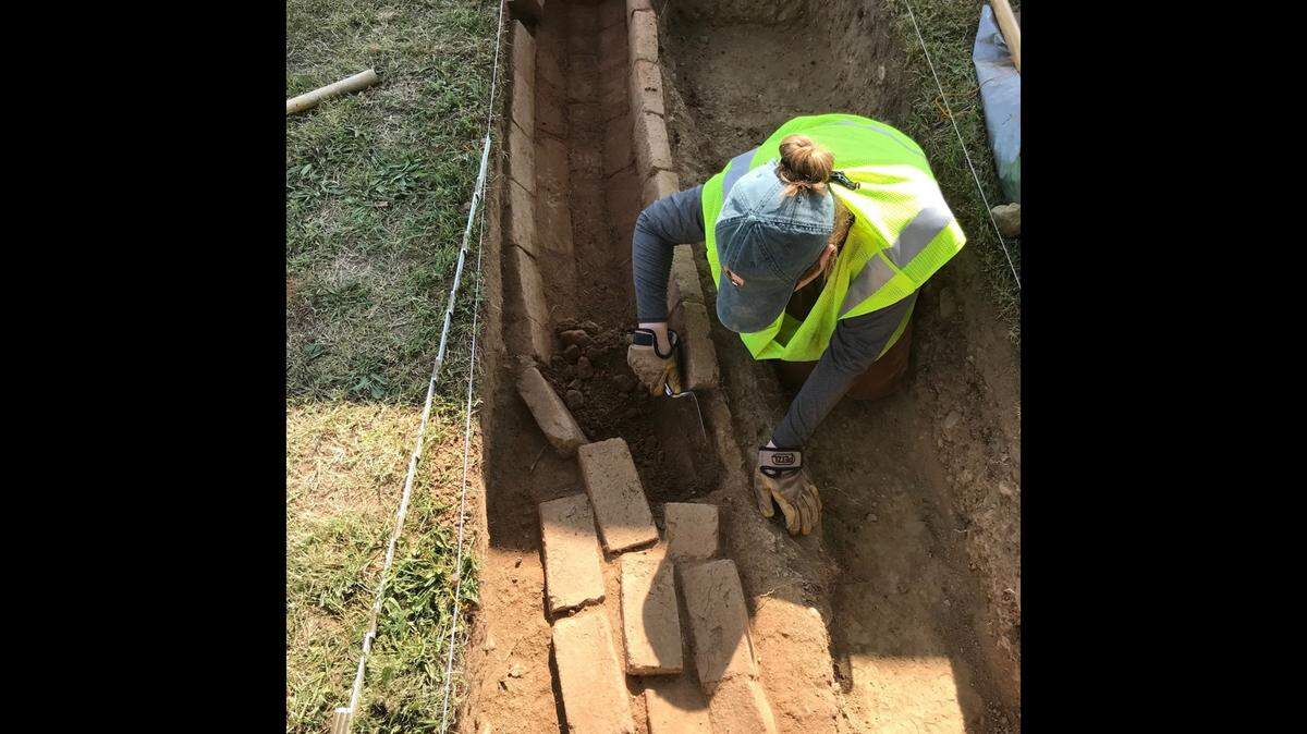 A search of human remains at a historic Civil War battlefield cemetery in Virginia turned up something surprising: a road and this brick culvert.