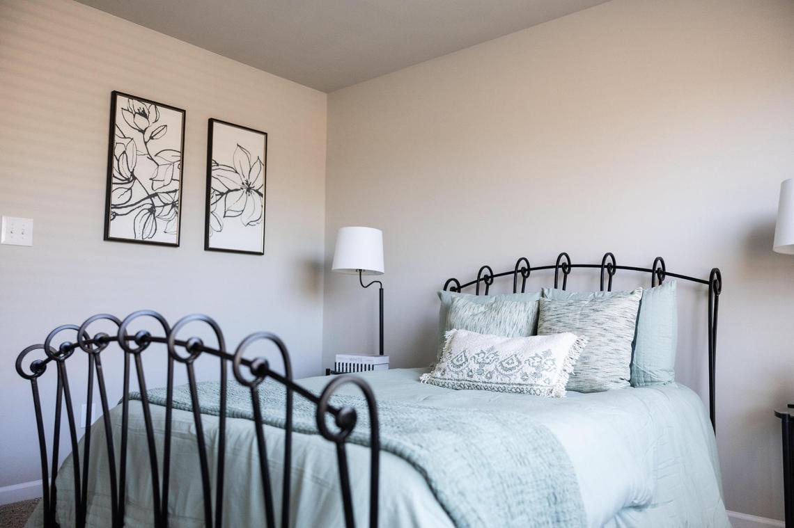 A bedroom in one of the Lincoln Street Townhomes in Concord, N.C., on Tuesday, January 14, 2025. The Lincoln Street Townhomes will have 26 units for ownership. The project aims to create more significant ownership opportunities in a community with low ownership rates and financial options.