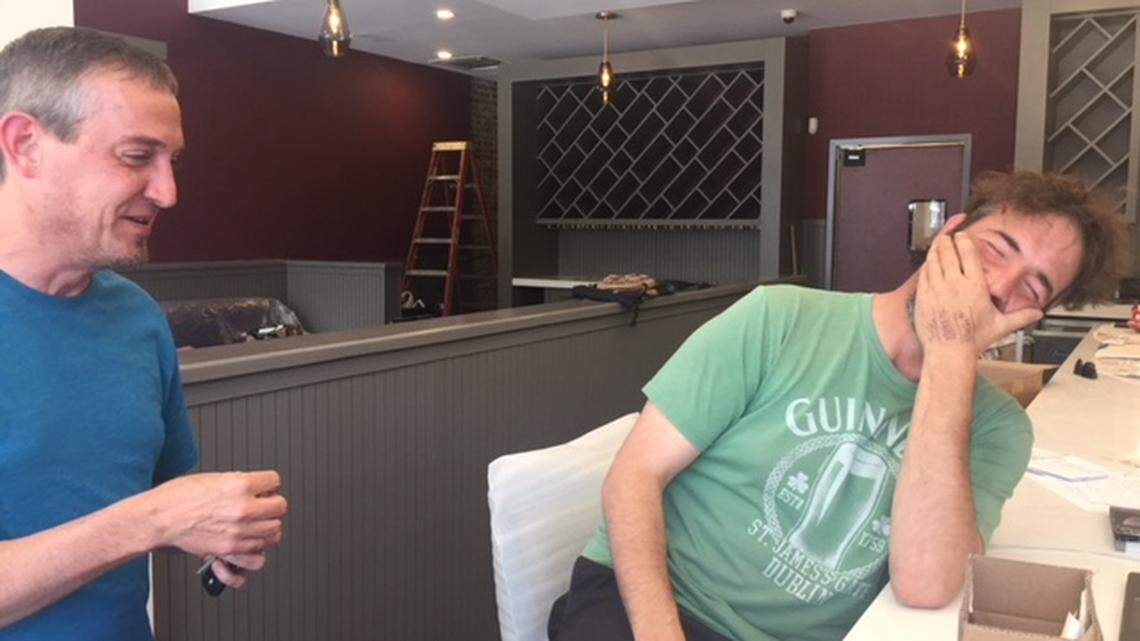 Owner Paul Verica, right, shares a moment with general manager Steve Johnson, who made the move from the Heritage.