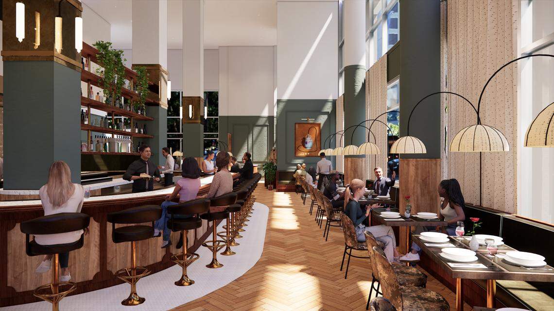 Dogwood: A Southern Table is reopening at The Westin Charlotte. A rendering shows the view of the banquettes.
