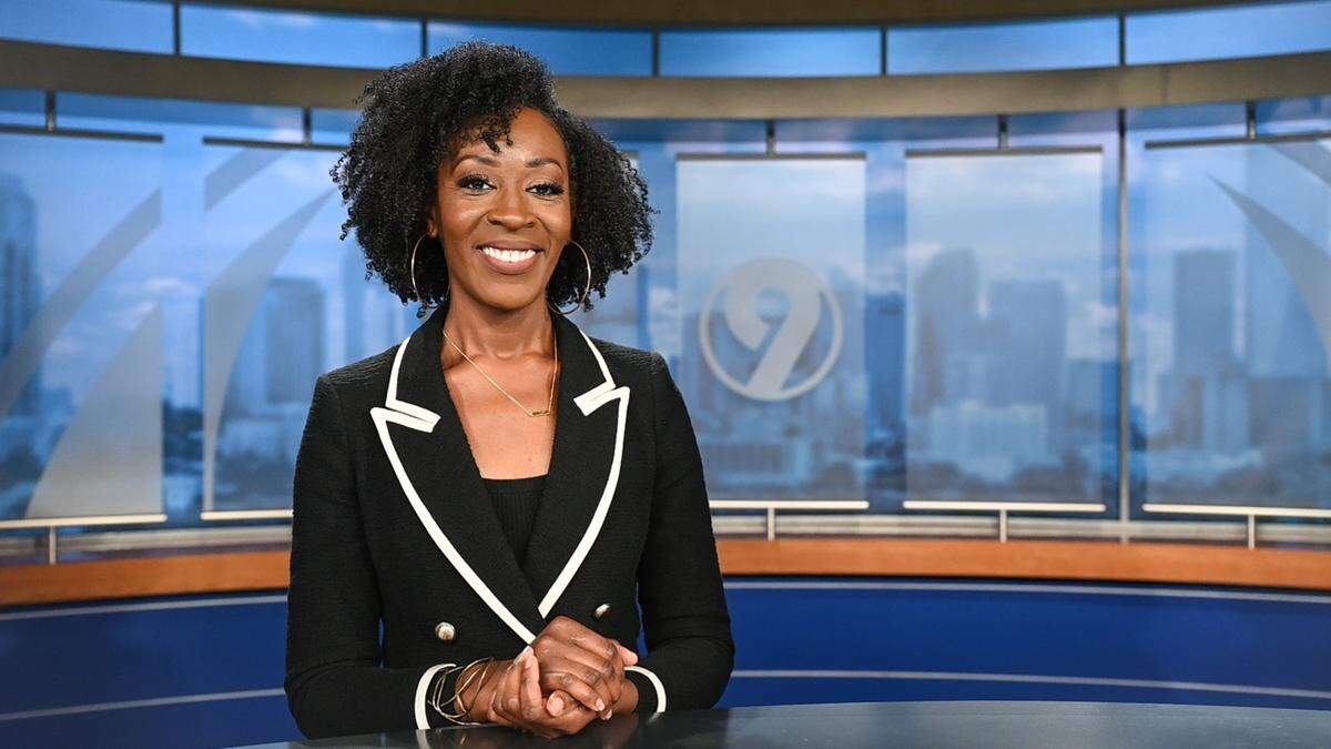 WSOC-TV sports reporter DaShawn Brown in the Channel 9 studio in January. 