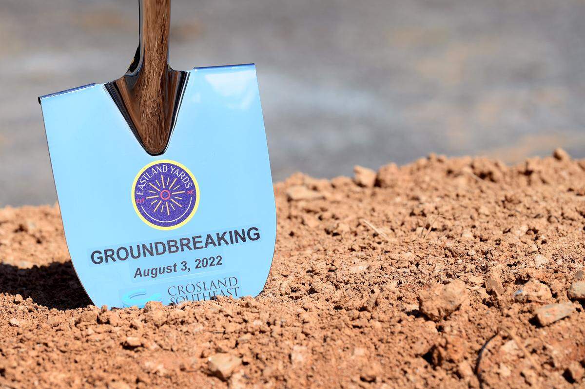 Charlotte City Council members and others participated in a groundbreaking for developer Crosland Southeast’s mixed-use project on the long dormant Eastland Mall site on Wednesday, August 3, 2022.