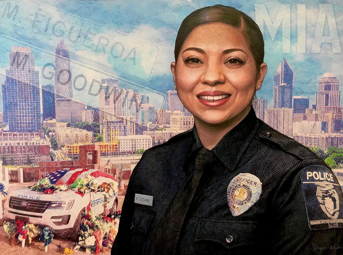Charlotte-Mecklenburg police Officer Mia Goodwin, shown in the portrait, was struck and killed by a truck on I-85 on Dec. 22, 2021. On Thursday, the truck’s driver was sent to prison for up to 29 months.