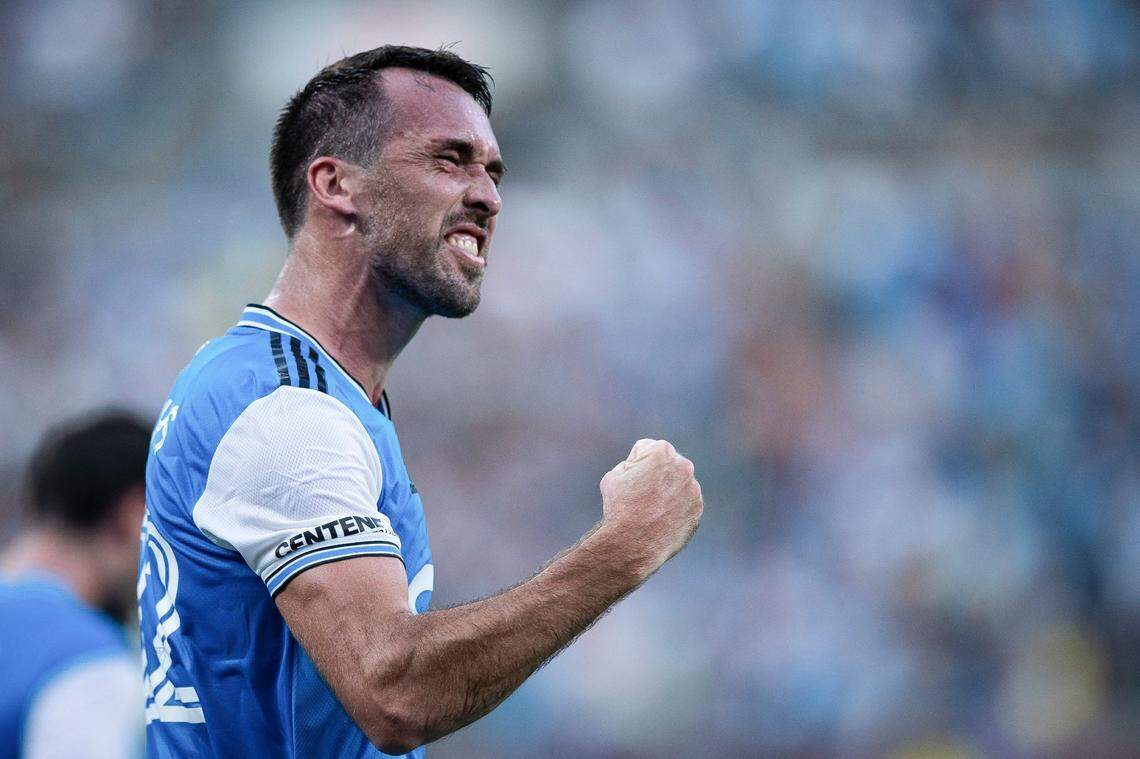 Charlotte FC defender Christian Fuchs (22) celebrates after a goal against Nashville SC at the Bank of America Stadium in uptown Charlotte, N.C. in the 2022 season. Charlotte FC won the match 4 to 1.