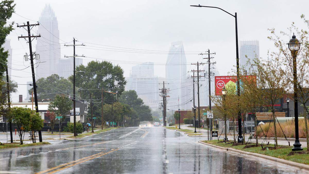 North Graham Street in Charlotte NC is uncharacteristically quiet in this September 2022 file photo. Charlote has a 90% chance of a cold rain on Sunday, March 11, the NWS forecast shows.