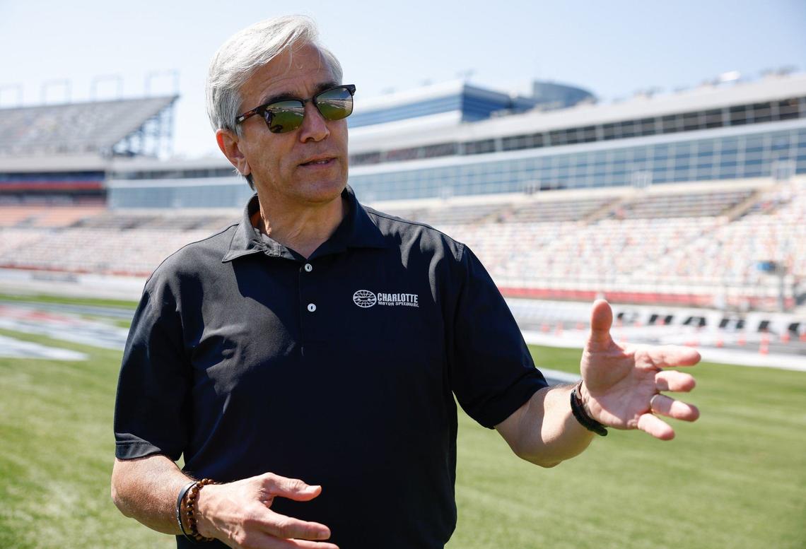 “If you’ve never been to a NASCAR race this is a good one to come to; it will be drama-filled the entire day,” says Greg Walter as he discuses improvements to the track ahead of the Roval 400 this weekend at Charlotte Motor Speedway on Tuesdday, Oct. 8, 2024.