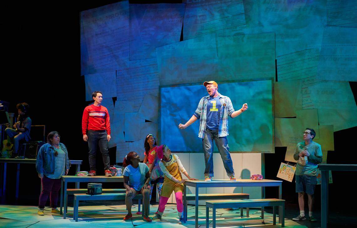 “The Invisible Boy” comes to life on the ImaginOn stage. Here, Ashton Guthrie’s character belts the lunch room hit “Bulgogi.” The musical by Children’s Theatre of Charlotte opens Nov. 1.