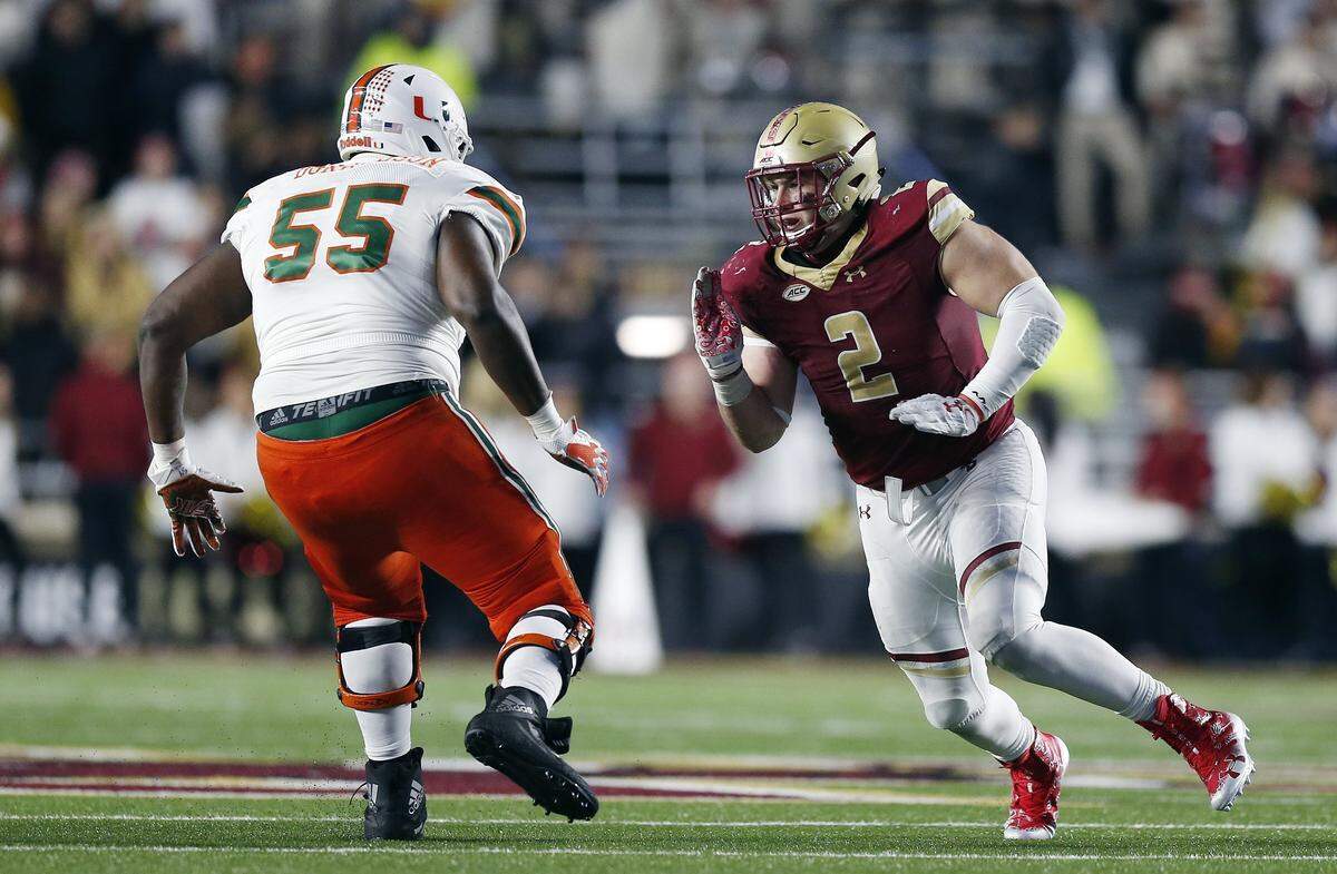 Boston College defensive end Zach Allen could be in play for the Panthers in the first round of the 2019 NFL Draft.