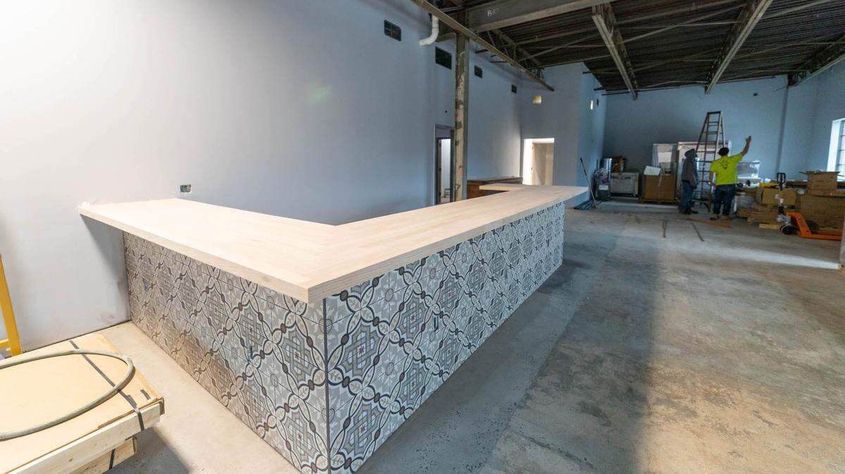 Chef Sam Hart of Biblio and Counter- saw more than a few delays in working to get the restaurants open. Shown above is the bar at Biblio during construction.
