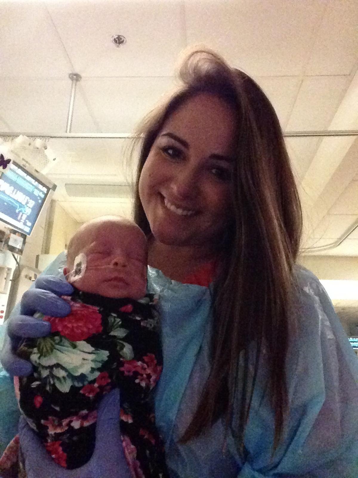 Jamie with Camille in early July, during what she thought at the time was going to be her last shift with Flowers' baby.