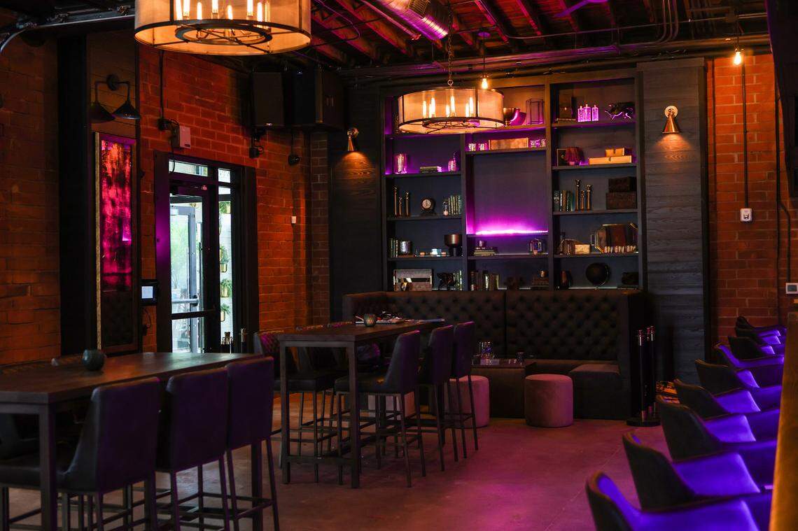 RSVP South End includes four different venues. Parlor, pictured, is designed to be a “chill room” that offers whiskey and bourbon drinks. “We want this to be a place where people come to watch the game and stay to hang out after,” said Kylie Grommersch, director of nightlife and events.