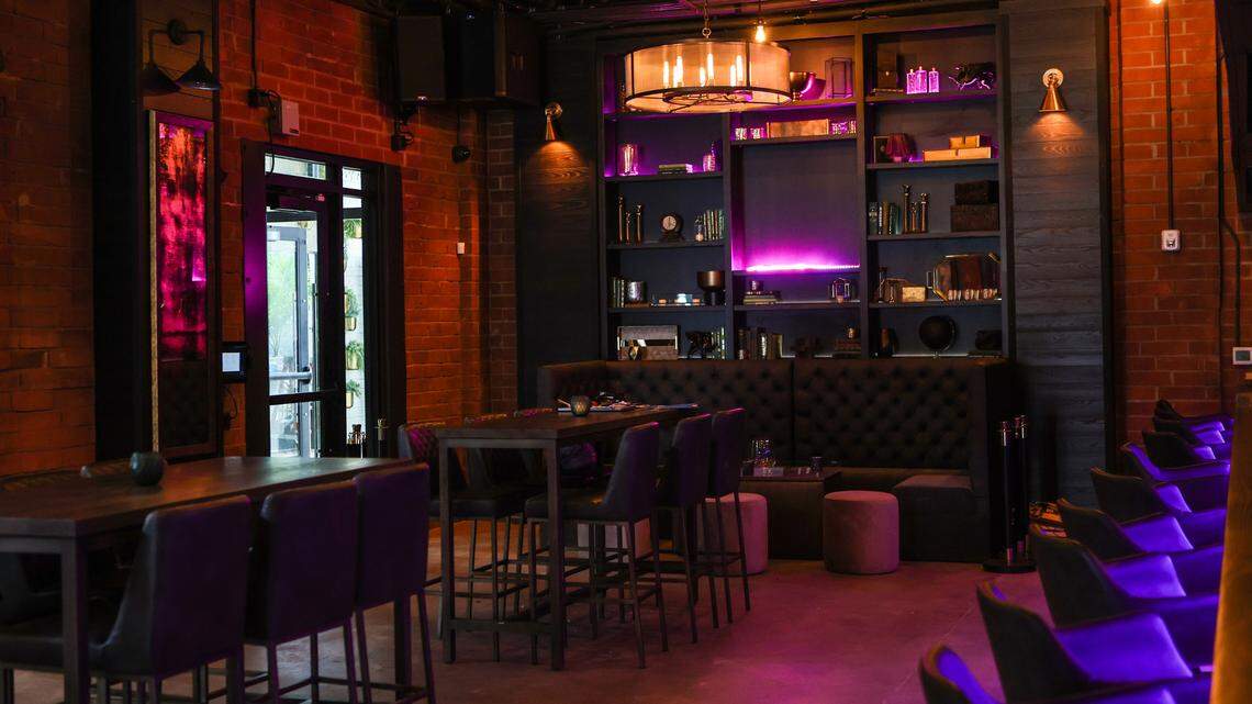 RSVP South End includes four different venues. Parlor, pictured, is designed to be a “chill room” that offers whiskey and bourbon drinks. “We want this to be a place where people come to watch the game and stay to hang out after,” said Kylie Grommersch, director of nightlife and events.