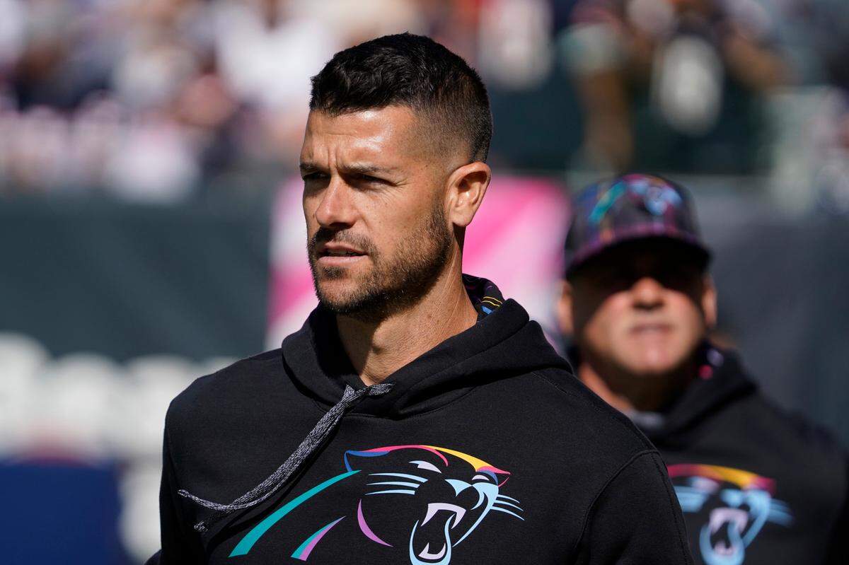 Carolina Panthers head coach Dave Canales before the game against the Chicago Bears at Soldier Field on Oct. 6, 2024, in Chicago.
