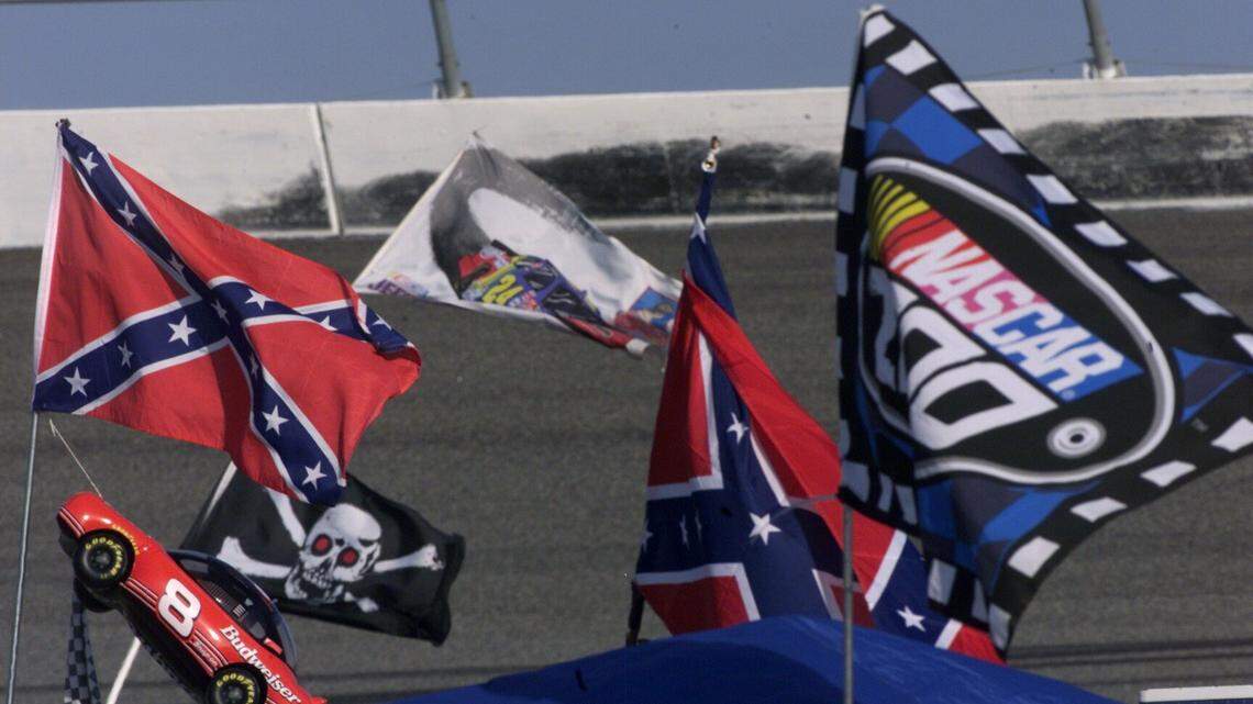 Confederate flags have long dotted NASCAR infields, as some fans raise them while camping out for the races. NASCAR driver Bubba Wallace said Monday night that the flags should no longer be allowed at any NASCAR tracks.