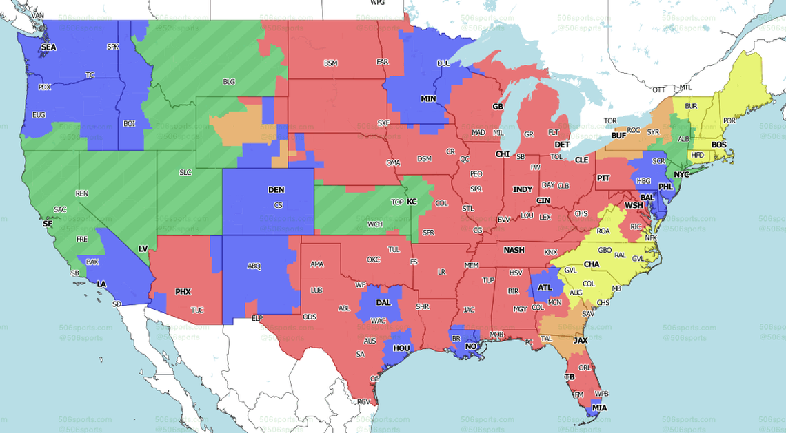 CBS broadcast map for Week 9 of the 2021 NFL season