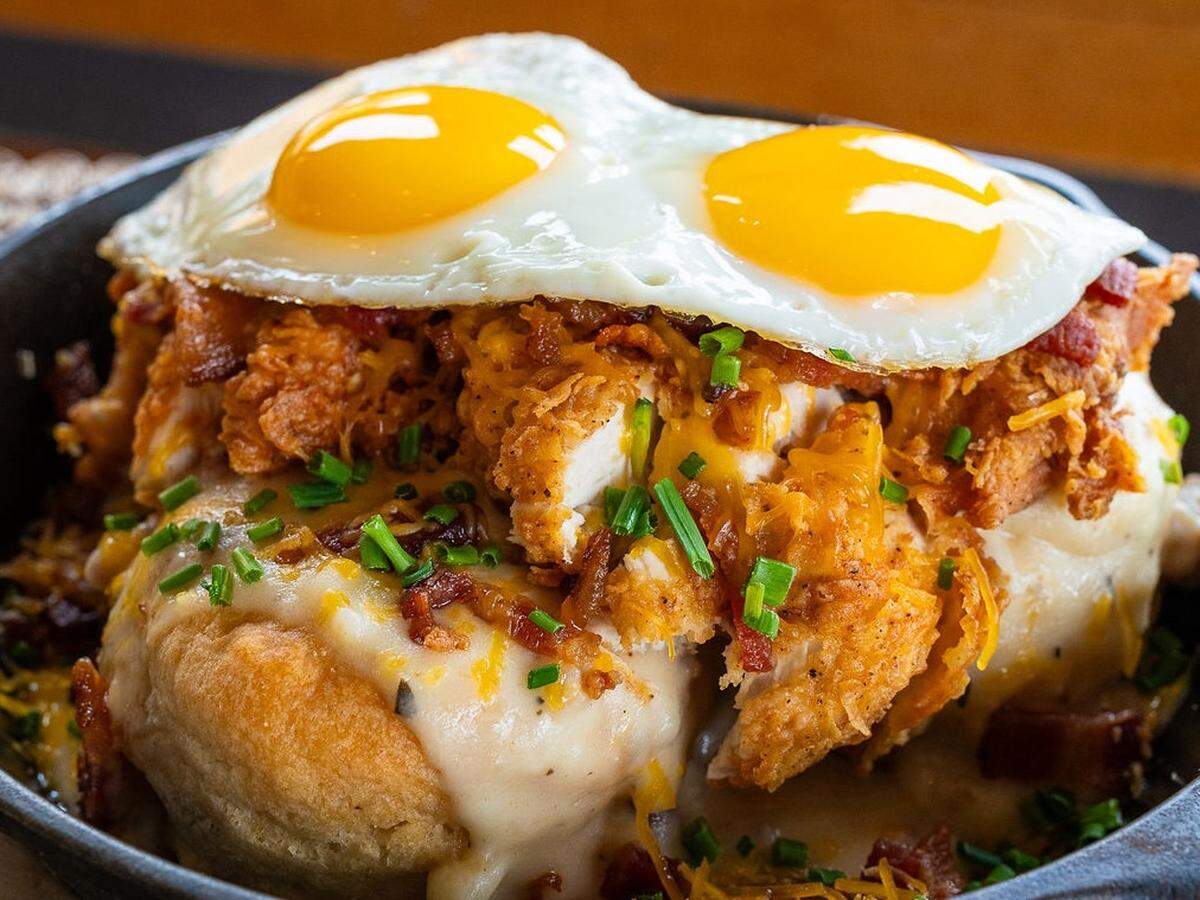 Mother’s Comfort Food & Cocktails’ Loaded Biscuit Skillet.