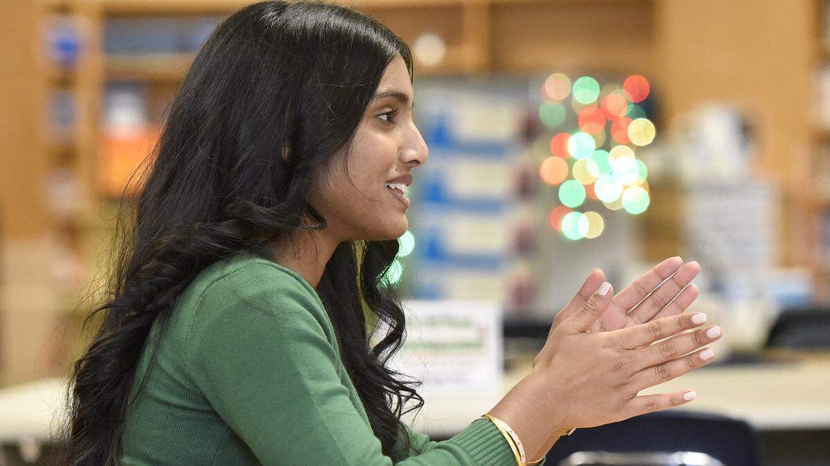 Inchara Gopinath, 16, a junior at North Meck High School, has been chosen as a student advisor to the Charlotte Mecklenburg School board. She was photographed on Wednesday, Dec. 10, 2025.