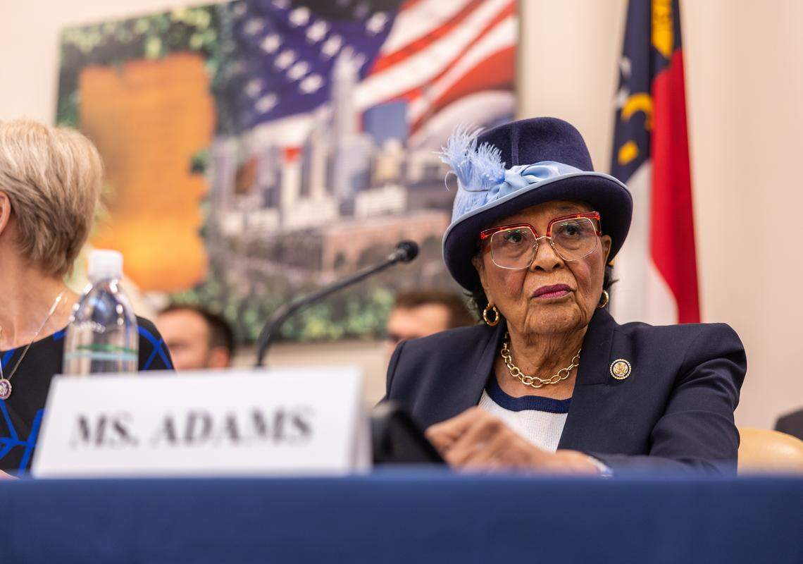 Rep. Alma Adams, a Democrat whose district covers Charlotte, during a U.S. House Judiciary subcommittee hearing in Charlotte on crime and public safety in the wake of the light rail stabbing at Charles R. Jonas Federal Building in Charlotte N.C., on Monday, September 29, 2025.