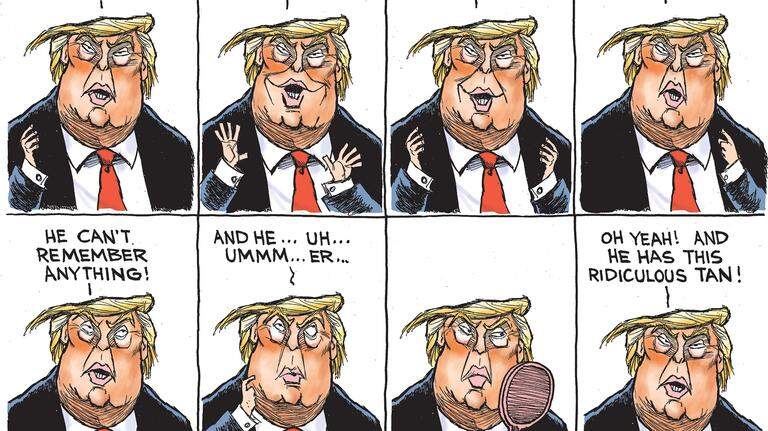 Kevin Siers cartoon: Where Trump finds his criticisms of Joe Biden