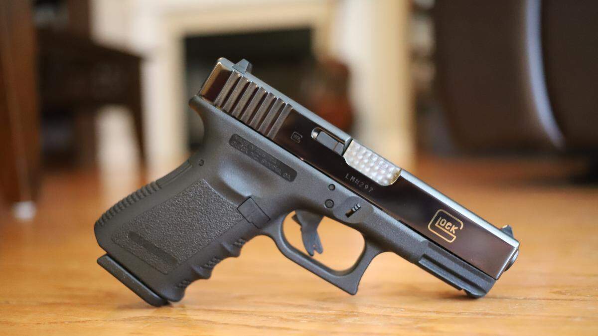 Théoden Janes was inspired to buy this Glock 19 9-mm handgun in part because of the movie “Die Hard 2.”