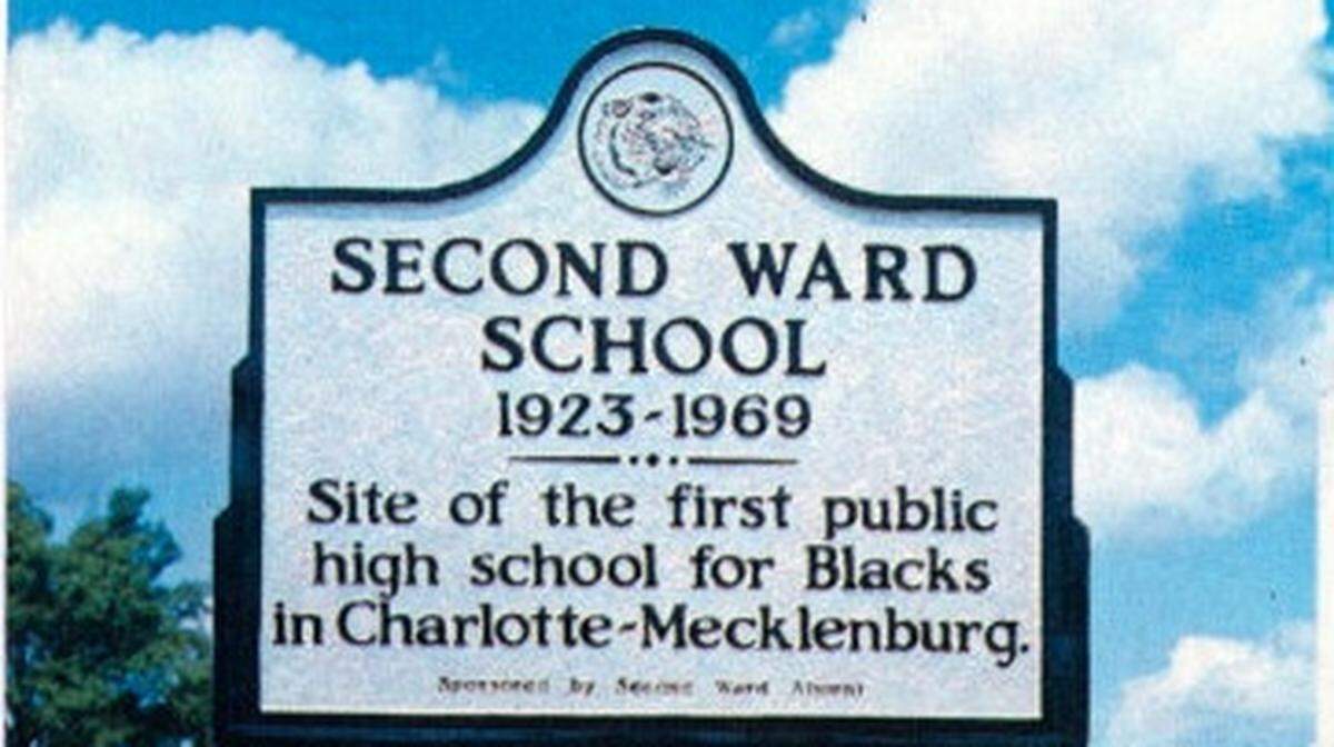 A sign for Second Ward High School