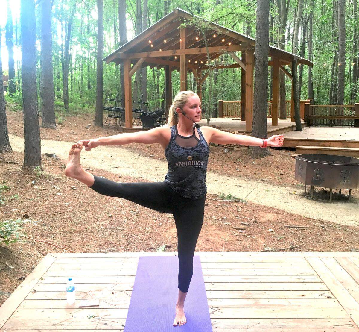 In this file photo, Quinn Burton of Arrichion Hot Yoga teaches a yoga class at the U.S. National Whitewater Center. 