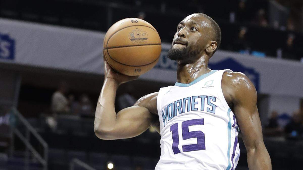 Charlotte Hornets point guard Kemba Walker (15) was maybe the only given under new coach James Borrego, and with two exhibitions to play there is still much to decide.